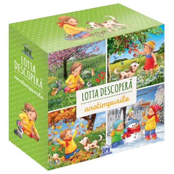 „Lotta descoper&259; anotimpurile” este o colec&539;ie de patru c&259;rticele interactive – Iarna Prim&259;vara Vara &537;i Toamna – reunite într-un pachet atractiv pentru cei mici Fiecare volum o urm&259;re&537;te pe Lotta în aventuri pline de bucurie &537;i descoperiri în natur&259; în familie &537;i al&259;turi de animalele întâlnite pe parcursPrin ilustra&539;iile vii &537;i textele simple copiii sunt 