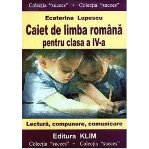 Caietui de lucru pentm clasa a IV-a in conformitate cu noua programa se doreste un ajutor util in pregatirea de acasa a elevilor putand fi folosit datorita lecturilor continute si pentru optionalul literatura pentru copiiOferind exercitii variate si atractive se insista asupra formarii unei gandiri creative dar si asupra obtinerii unor deprinderi de comunicare exprimare corecta si intelegere a textelor literare care vor constitui baza succesului si a motivarii scolare a 