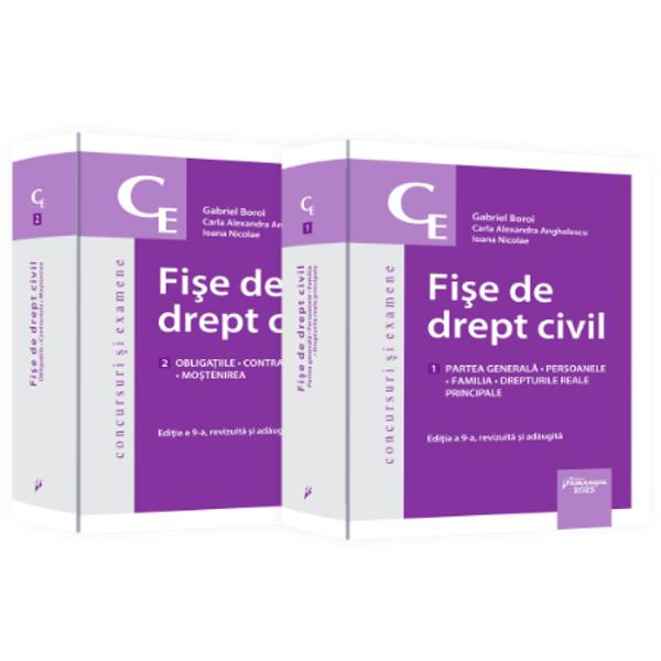 Despre carteFisele de drept civil reprezinta in acest moment unica lucrare in materia dreptului civil care trateaza unitar tematica pentru toate concursurile de admitere si definitivat in profesiile juridiceCartea Fise de drept civil este destinata mai ales candidatilor ce se pregatesc pentru aceste concursuri fiind alcatuita astfel incat sa acopere in primul rand acele 