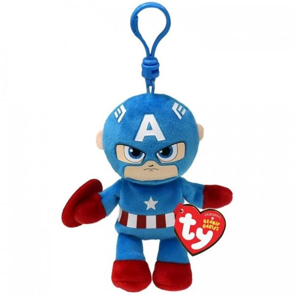 Jucarie de plus TY Beanie Babies - breloc marvel captain america 8 cm TY34004