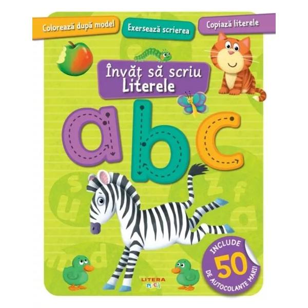 Cu multe autocolante mari de g&259;sit &537;i potrivit ilustra&355;ii de colorat &537;i litere de copiat aceast&259; carte de activit&259;&355;i este gândit&259; special pentru a u&537;ura înv&259;&355;area &537;i exersarea scrierii alfabetului &537;i a le face distractive- dezvolt&259; abilit&259;&355;ile de concentrare &537;i observare- îmbun&259;t&259;&355;e&537;te coordonarea mân&259;-ochi- încurajeaz&259; 