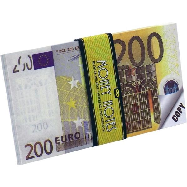 Hartie 90 gm2pe carton 230 gm2dimensiune 153 x 82 mmNumar de pagini 70O grila de scris pe cealalta parte a hartieiAcest carnet are un design distinctiv care imita bancnota de 200 de euro oferind un aspect elegant si interesantEste ideal pentru notite personale scolare sau de birouFormat compact usor de transportat si de utilizat în diverse situatiiCoperta durabila si pagini de calitate care asigura o scriere confortabila