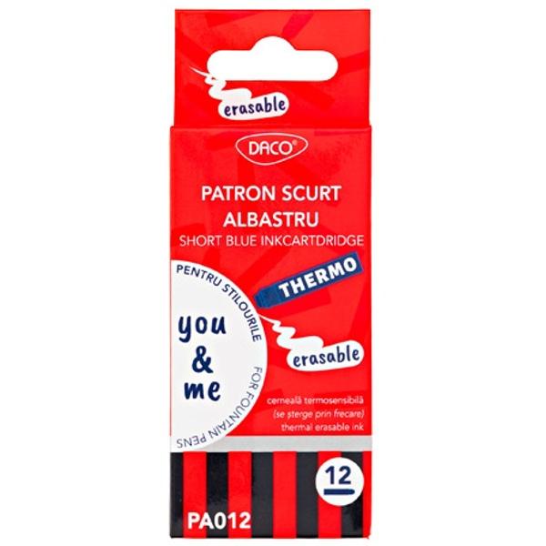Patron scurt albastru termosensibil 12 buc&259;&539;iPatroanele scurte de cerneal&259; albastr&259; termosensibil&259; sunt ideale pentru utilizarea zilnic&259; la &537;coal&259; sau acas&259; Cerneala special&259; termosensibil&259; permite &537;tergerea rapid&259; &537;i curat&259; cu radiera stilourilor compatibile oferind o experien&539;&259; de scriere f&259;r&259; 