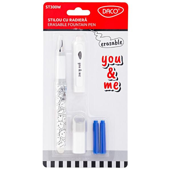 &128512; Stilou cu radier&259; DACO “You & Me” – Model EmojiNu mai ai nevoie de PIC Fara greseli fara pagini rupte doar freci putin cu radiera din capatul stiloului si cerneala dispare completScrisul devine mai amuzant cu stiloul DACO “You & Me” – model Emoji Cu un design alb decorat cu fe&539;e zâmbitoare acest stilou aduce bun&259; dispozi&539;ie la fiecare utilizare&10022; Model Emoji – imprimeu 