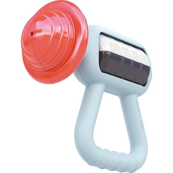 Jucaria de dentitie de la Hola este o optiune de cadou adorabila si distractiva pentru cei mici Jucarie dentitie in forma de pistol de masaj Acesta adorabila zornaitoare stimuleaza abilitatile motorii fine descoperirea senzoriala si ii ajuta pe copii sa inteleaga cauza si efectul Este usor de tinut in mana si de manevrat Usor de dezinfectat