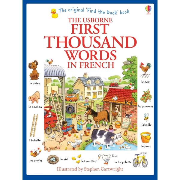 Those learning French will have great fun spotting and memorising one thousand French words in this classic word book Each scene features colourful illustrations by the much-loved Stephen Cartwright including a Little Yellow Duck to spot on every page Readers can listen to every word read by a native French speaker at the Usborne Quicklinks Website Words are divided into themes including At Home Actions  Food and Colours A fun way to learn key French vocabulary