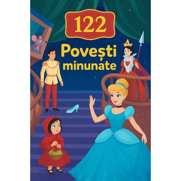 122 povesti minunate este o carte pentru copii plina de basme si istorioare captivante potrivite pentru momentele de lectura de seara sau pentru timpul liber Povestile sunt educative pline de invataminte si emotie imbinand aventuri clasice cu texte moderne menite sa dezvolte imaginatia si sa transmita valori importante Cu un limbaj accesibil si ilustratii atractive aceasta carte este un dar ideal pentru micii cititori si o alegere inspirata pentru bibliotecile copiilor de toate 