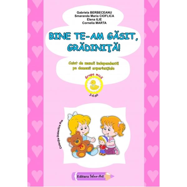 Aprobat OMEC Nr6250 din 21122020 4 CAIETE INTR-UNUL SINGUR Face parte dintr-un grup de 3 caiete care au fost concepute de cadre didactice cu experien&355;&259; pentru fiecare an de studiu 3-4 ani; 4-5 ani 5-6 ani &351;i în concordan&355;&259; cu cerin&355;ele curriculumului pre&351;ccolar Fiecare caiet con&355;ine mai multe subteme iar fiecare subtem&259; are 3 sau 4 fi&351;e pentru domeniile experien&355;iale &350;tiin&355;&259; - 