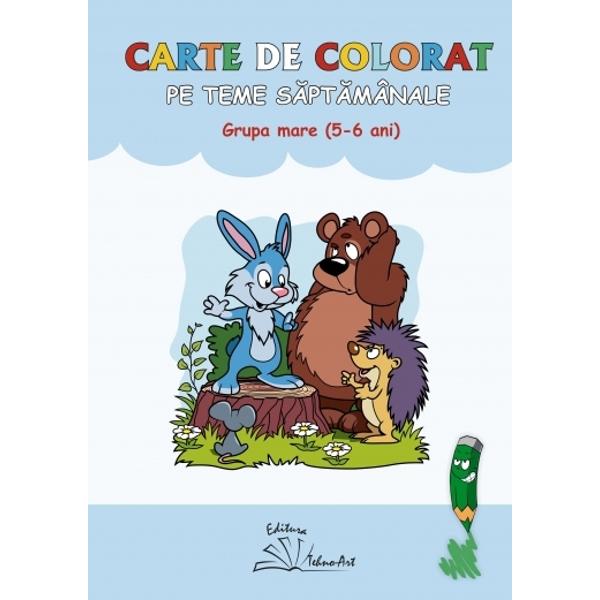 Aceast&259; lucrare con&539;ine fi&537;e cu imagini specifice nivelului de dezvoltare al copiilor de 5-6 ani Aceste fi&537;e urm&259;resc temele s&259;pt&259;mânale dintr-un an de studiu putând fi utilizate atât în cadrul activit&259;&539;ilor din gr&259;dini&539;&259; cât &537;i acas&259; Nu sunt specificate sarcini de lucru l&259;sând copilului libera alegere pentru exprimarea propriei viziuni asupra lumiiPrin activitatea de 