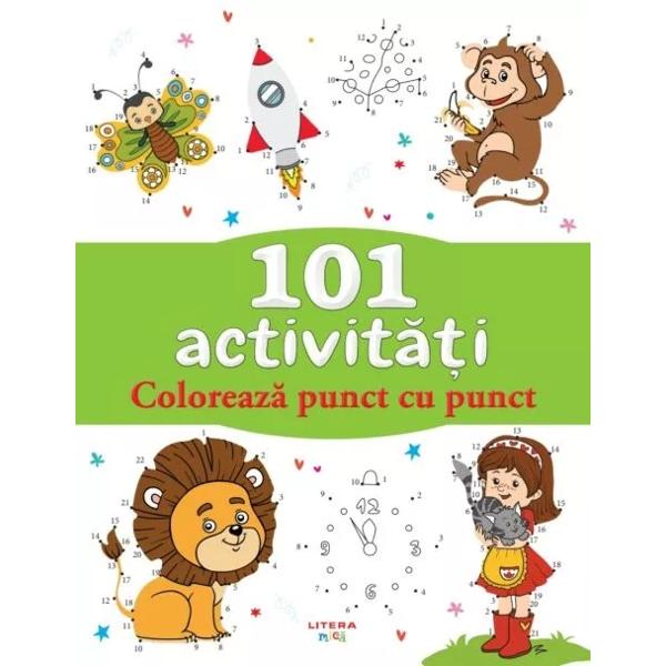 O carte distractiv&259; &537;i captivant&259; în paginile c&259;reia cei mici vor avea ocazia s&259; deseneze contururi unind punctele &537;i s&259; coloreze desenul final Imaginile minunate dezv&259;luite prin unirea punctelor vor stârni curiozitatea copilului &537;i-i vor oferi ore întregi de distrac&539;ie la colorat