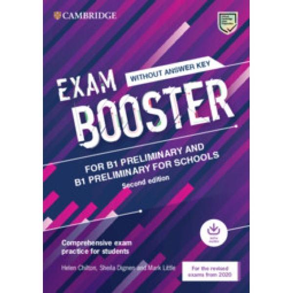 Essential exam task practice for class or home study for use alongside a coursebook or intensively before the examFocus on essential exam practice for the revised 2020 exams with the Exam Booster for B1 Preliminary and B1 Preliminary for Schools Maximise learners potential with dedicated exam task practice for class or home study 48 exam tasks practise each part of the exam three times while exam facts provide practical information Exam tips provide useful advice on how to 