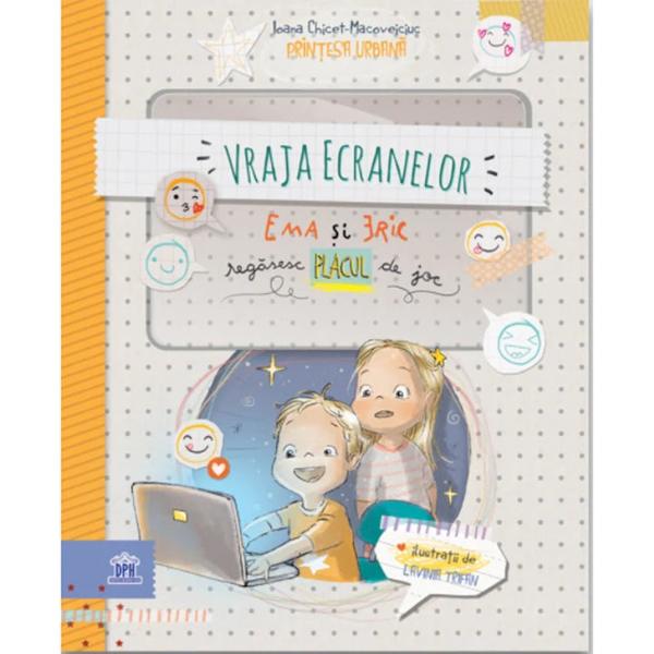 Vraja ecranelor - Ema &537;i Eric reg&259;sesc placul de joc se adreseaz&259; tuturor copiilor cu vârsta peste 3 ani &537;i îi invit&259; s&259; descopere cum familia Pofticio&537;ilor reg&259;se&537;te pl&259;cerea de a se jucaEma &537;i Eric micii eroi ai îndr&259;gitelor c&259;r&539;i scrise de Prin&539;esa Urban&259; î&539;i dezv&259;luie momentele prin care trece micu&539;ul Eric din cauza ecranelorDac&259; 