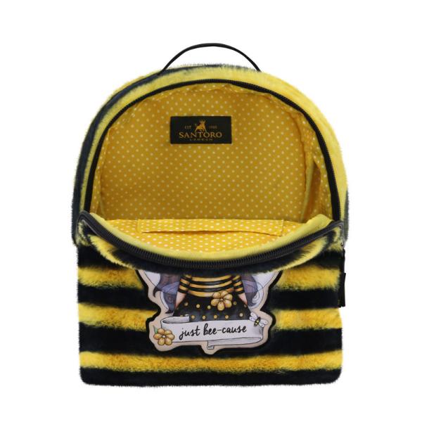 Rucsac fashion mic Gorjuss Furry Bee Loved Material Poliester si piele ecologica Dimensiuni 22x19x10 cm  Varsta recomandata 3 ani Colectie Gorjuss Furry cu blanita Personaj Gorjuss Bee Loved