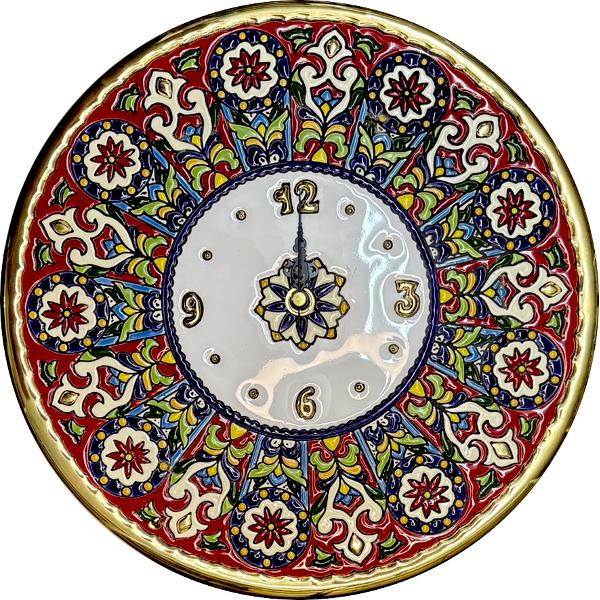 Ceas din ceramic&259; spaniol&259; pictat &537;i aurit manual – Diametru 28 cmAdaug&259; un strop de rafinament în casa ta cu acest ceas unic realizat din ceramic&259; spaniol&259; de calitate Decorat manual &537;i aurit cu aten&539;ie este creat prin metoda tradi&539;ional&259; cuerda seca 