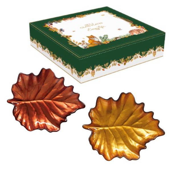Set cu 2 platouri de sticl&259; în form&259; de frunz&259; 17x14 cm – Easy Life colec&539;ia Forest DreamAdaug&259; un strop de natur&259; &537;i elegan&539;&259; meselor tale cu acest set de dou&259; platouri de sticl&259; inspirate de frumuse&539;ea p&259;durii în toamn&259; Parte din colec&539;ia 
