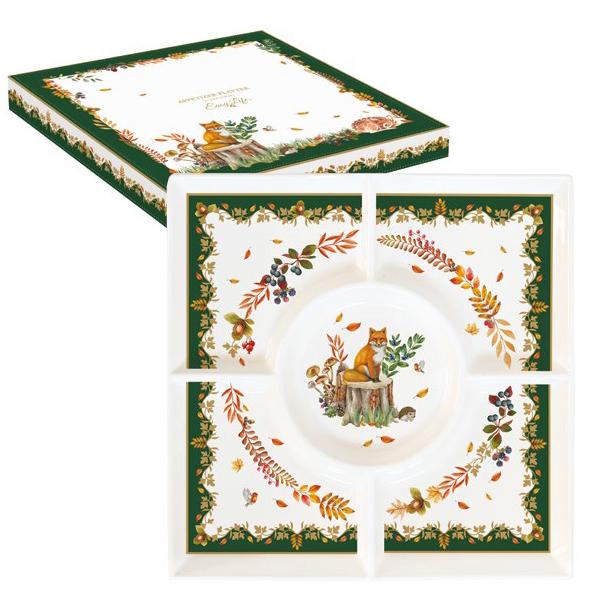 Platou din por&539;elan pentru aperitiv 25x25 cm – Easy Life colec&539;ia Forest DreamUn platou elegant &537;i practic realizat din por&539;elan fin perfect pentru servirea aperitivelor sau a deserturilor Face parte din colec&539;ia Forest Dream de la strong data-start294 