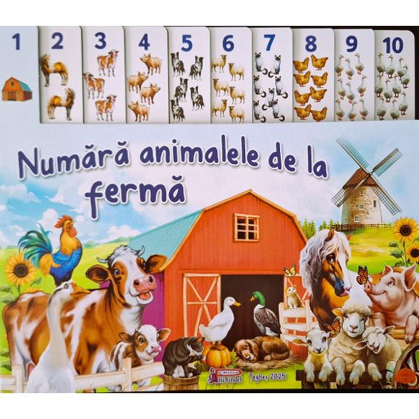 Num&259;r&259; animalele de la ferm&259;Cu ajutorul aceste c&259;rtii este distractiv s&259; &icirc;nve&539;i s&259; numeri p&acirc;n&259; la zece Cei mici se vor da &icirc;n v&acirc;nt s&259; citeasc&259; o c&259;articic&259; vesel&259; &537;i educativ&259; cu cifre de la 1 la zece &537;i ilustra&539;ii atractive &icirc;n care pe fiecare pagin&259; vor putea num&259;ra animale juc&259;u&537;e &537;i prietenoase de la ferm&259;