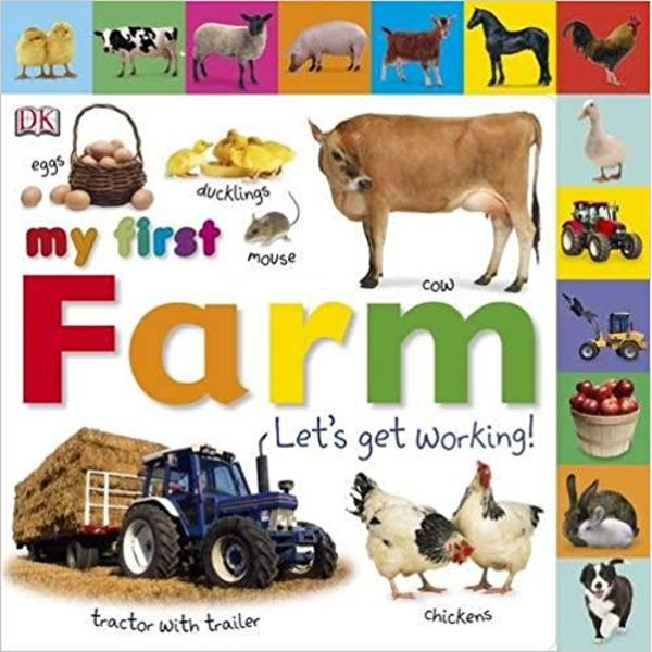 Hands-on fun for you and your toddler as you learn about life on the farm with this tabbed board book from My First With lots of colourful pictures fun-filled questions amazing animals and noisy machines your toddler will love learning about things that work on a farm with this tactile board book You can read it together and help them turn the pages using the easy-grip picture tabs; from counting tractors to finding animals fun questions on every page will help develop early speaking 