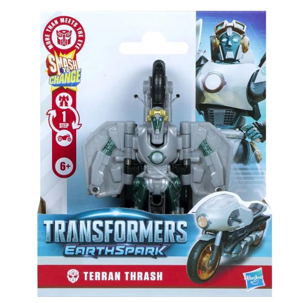 Intra in actiune cu figurina Transformers EarthSpark 1-Step Smash Changer Converteste aceasta figurina Transformers din modul vehicul in modul robot lovind-o de o suprafata plana Vehiculul se transforma intr-o jucarie robot Cu o conversie manuala intr-un singur pas copiii il pot transforma din robot inapoi in vehicul - apoi il pot iubi din nou pentru o joaca super satisfacatoare si agitata Figurina Transformers 1-Step Smash Changers prezinta personaje populare din serialul Transformers 