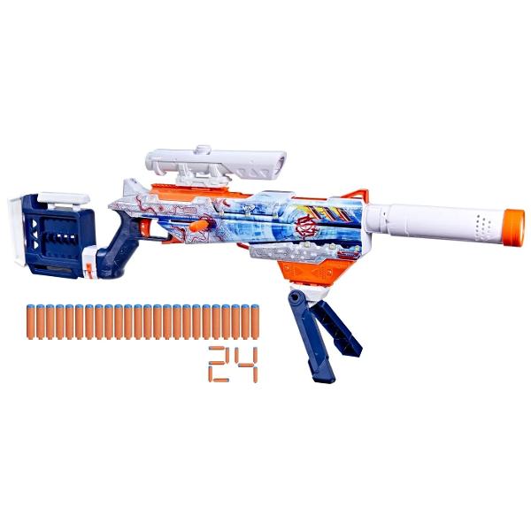Da viata jocurilor video si personalizeaza-ti pistolul suprem Pistolul Nerf Loadout Arctic Zerostriker cu actiune manuala are un incarcator intern pentru 6 sageti si vine cu atasamente pentru luna pat teava si bipod Prezinta legendarul skin Arctic Zerostriker conceput pentru batalii epice in medii sub zero grade Surubul se poate atasa pe oricare parte pentru jucatorii dreptaci sau stangaci Pistolul Nerf Loadout Arctic Zerostriker include 24 de sageti Nerf N1 concepute pentru precizie 
