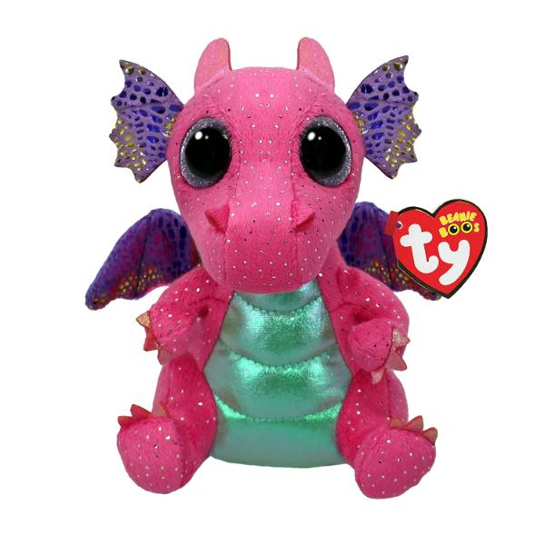 Jucarie de plus TY Beanie Boos - SPITFIRE dragon roz 15 cm TY37361