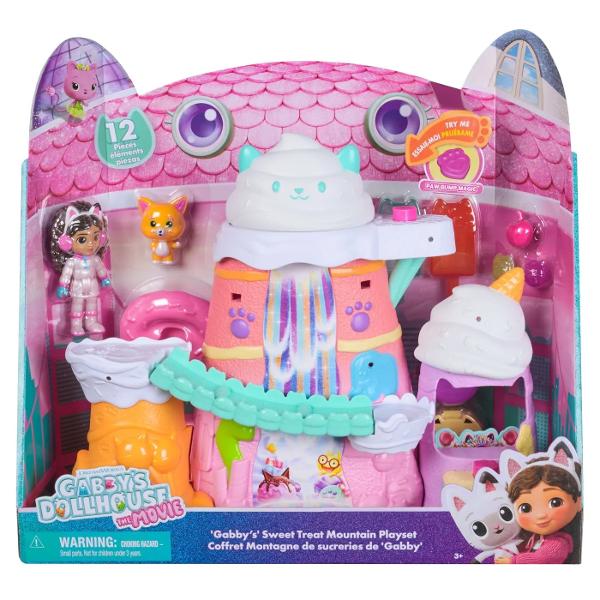 Bucura-te de magia dulciurilor si aventurilor cu setul de joaca Gabby set de joaca muntele de dulciuri inspirat din indragitul serial Gabbys Dollhouse Acest set colorat si interactiv aduce in prim-plan o lume plina de surprize dulci cascade curcubeu si personaje adorabile pregatite pentru distractie fara sfarsit Setul include 12 piese printre care figurina Gabby imbracata in costum special un prieten pisicuta si accesorii tematice care transforma fiecare moment de joaca intr-o poveste 