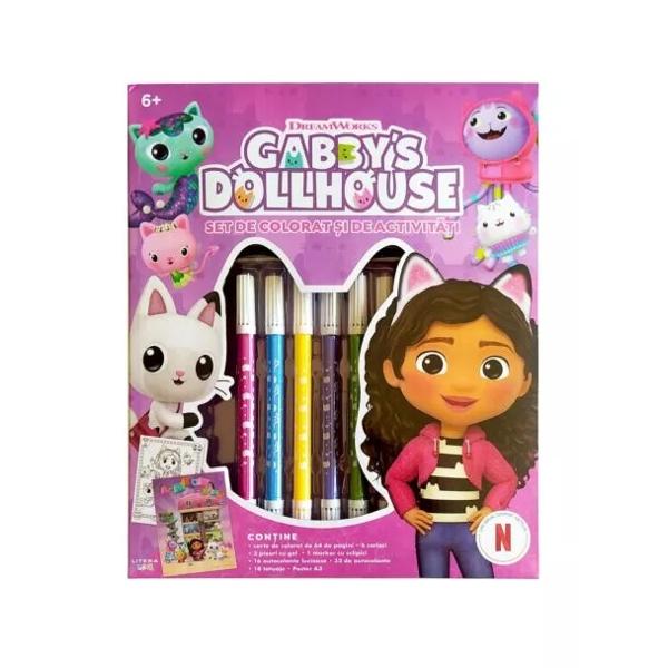 PREG&258;TE&536;TE-TE S&258; TE DISTREZI CU SETUL DE COLORAT &536;I DE ACTIVIT&258;&538;I GABBYS DOLLHOUSEVei descoperi în&259;untru o carte de colorat de 64 de pagini Folose&537;te cariocile cu dou&259; capete în culori vii pixurile cu gel str&259;lucitor &537;i markerul cu sclipici &537;i d&259; via&539;&259; desenelor fermec&259;toare cu Gabby Panda Mâ&539; &537;i celelalte pisicu&539;e Decoreaz&259;-&539;i opera de art&259; cu 