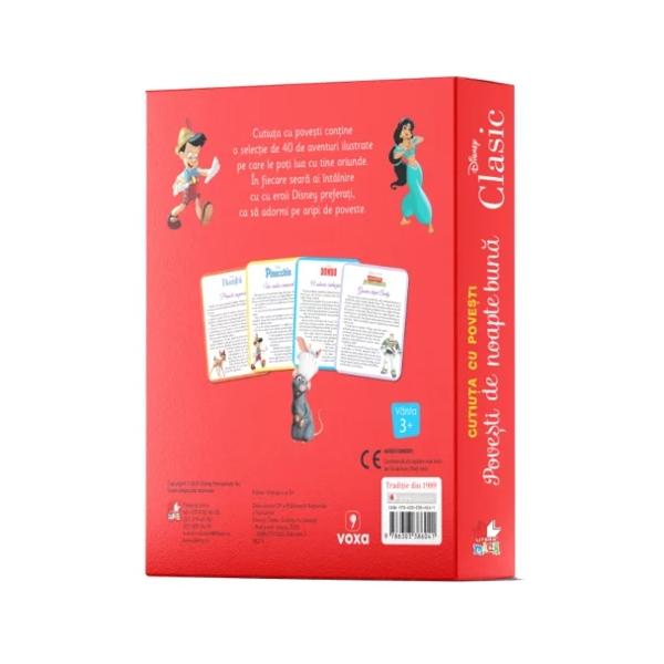Cutiu&539;a cu pove&537;ti con&539;ine o selec&539;ie de 40 de aventuri ilustrate pe care le po&539;i lua cu tine oriunde Vino la întâlnirea cu eroii Disney prefera&539;i &537;i porne&537;te chiar acum într-o c&259;l&259;torie minunat&259; 