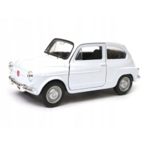 O copie sofisticat&259; a ma&537;inii retro Fiat 600 din piese metalice &537;i plastice Modelul este disponibil &icirc;n trei versiuni - alb galben &537;i ro&537;u Modelele sunt potrivite pentru aproape toate genera&539;iile datorit&259; manoperei lor Sunt potrivite nu numai pentru joaca copiilor ci &537;i pentru colec&539;ionari Ma&537;ina are un mecanism de tragere &icirc;napoi &537;i u&537;i care se deschid &537;i este realizat&259; la o scar&259; de 134 - 