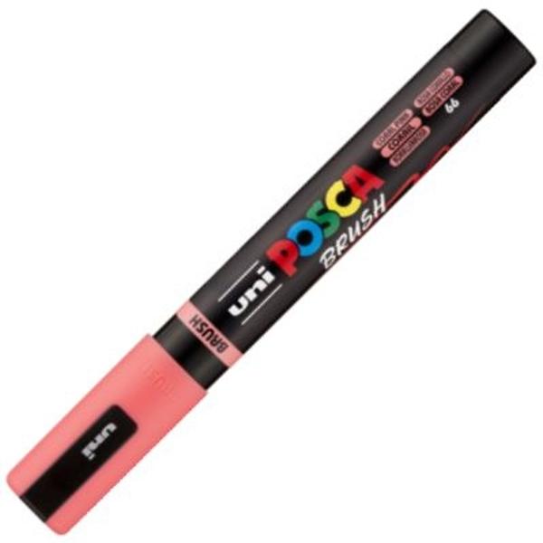 Marker cu varf pensula UNI PC 5BR Posca 1-4 mm roz corai M1617