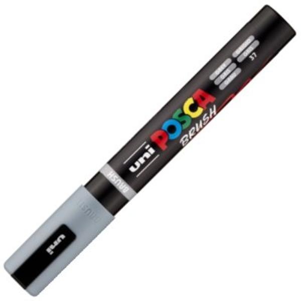 Marker cu varf pensula UNI PC 5BR Posca 1-4 mm gri M1615