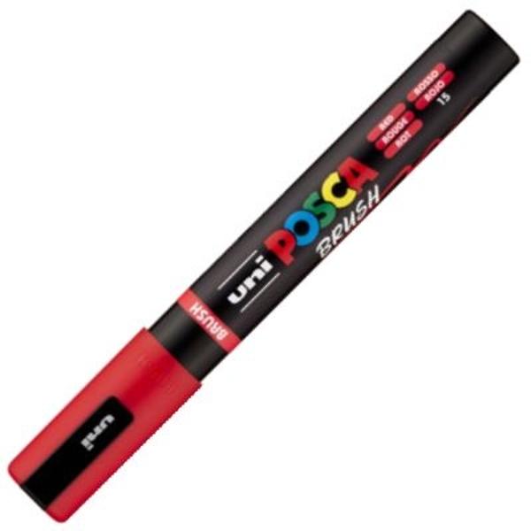 Marker cu varf pensula UNI PC 5BR Posca 1-4 mm rosu M1613