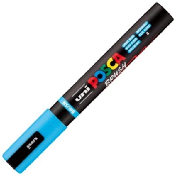 Marker cu varf pensula UNI PC 5BR Posca 1-4 mm albastru deschis M1609
