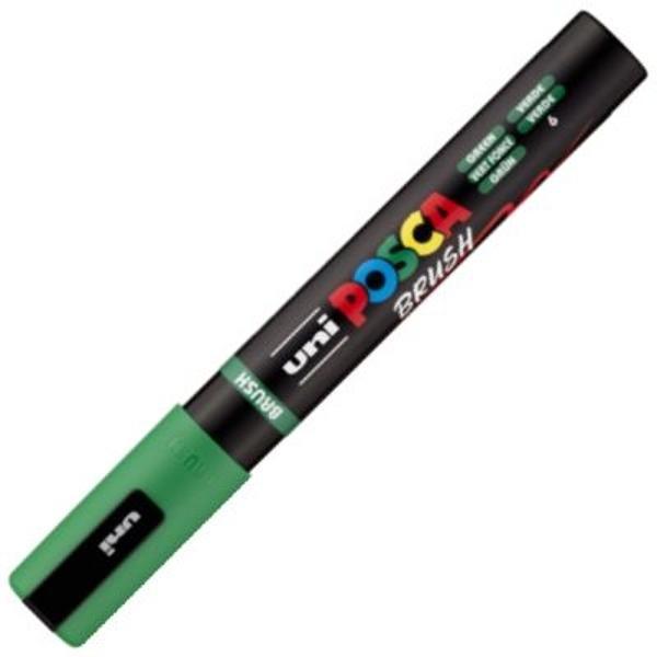 Marker cu varf pensula UNI PC 5BR Posca 1-4 mm verde M1608