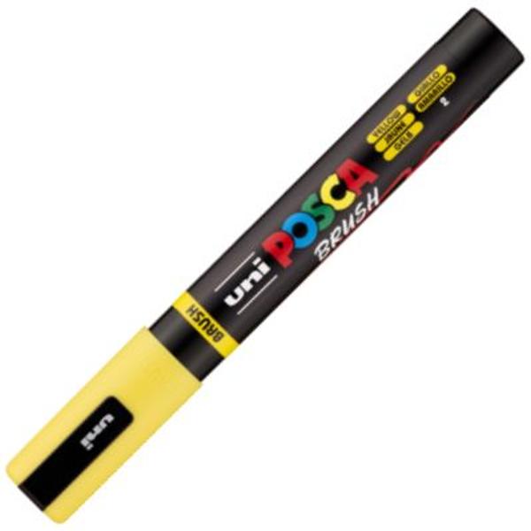 Marker cu varf pensula UNI PC 5BR Posca 1-4 mm galben   M1605