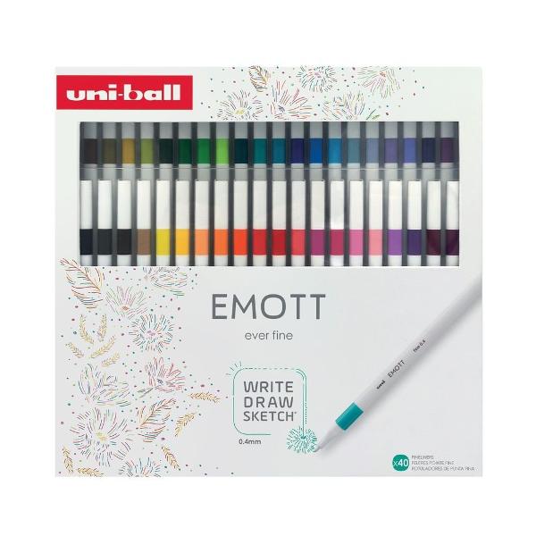 Fineliner 04 mm UNI  EMOTT  PEM SY  set de 40 culori  cutie cadou cu clapeta si magnet   F518