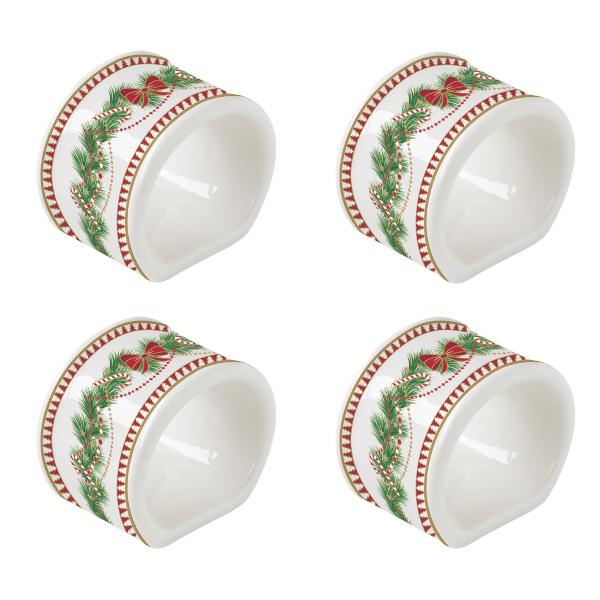 Completeaz&259; decorul mesei de s&259;rb&259;toare cu acest set elegant de 4 inele pentru &537;erve&539;ele din colec&539;ia Magie de Noël semnat&259; Easy Life Fiecare inel este realizat din por&539;elan fin &537;i 