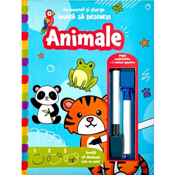 Hai sa te distrezi Invata sa desenezi animale Urmareste instructiunile si invata sa desenezi exersand cu ajutorul cariocilor speciale pe paginile reutilizabile lucioase Daca ai gresit nici o problema Sterge si deseneaza din nou • Invata pas cu pas ghiduri vizuale usor de urmarit• Pagini reutilizabile deseneaza si sterge de nenumarate ori• 2 carioci speciale cu buretel traseu clar  sters rapid• Potrivit pentru acasa scoala sau 