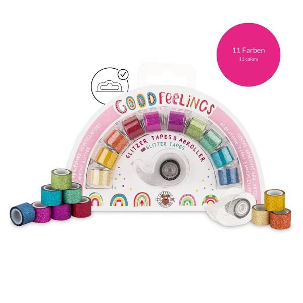 Fii creativ Distrac&539;ie cu sclipici colorat pentru lipit decorat ambalat creat &537;i me&537;te&537;uguri D&259; frâu liber creativit&259;&539;iiCon&539;inut 11 benzi cu sclipici colorate Ø aprox 16 cm în culori str&259;lucitoare fiecare lungime de 1 m inclusiv dozator aprox 40 x 25 x 15 cm