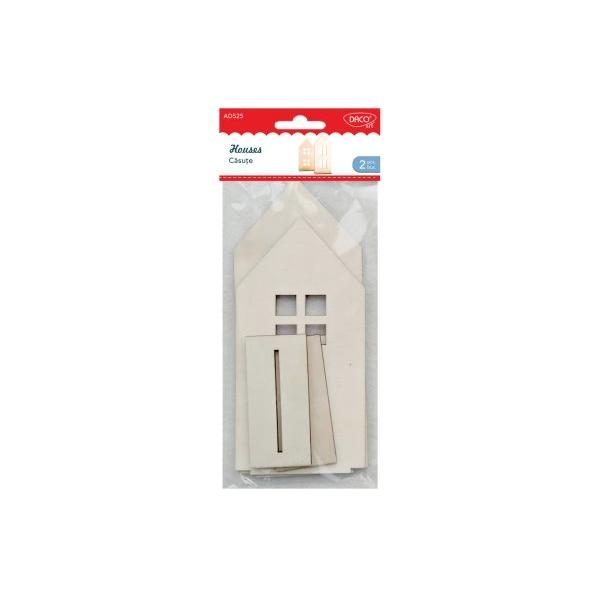 Construie&537;te decoruri de poveste u&537;or &537;i creativ&127968; Set de construc&539;ie simplu &537;i creativ – 2 c&259;su&539;e din lemn natural cu piese gata decupate pentru asamblare rapid&259;&127912; Personalizare 