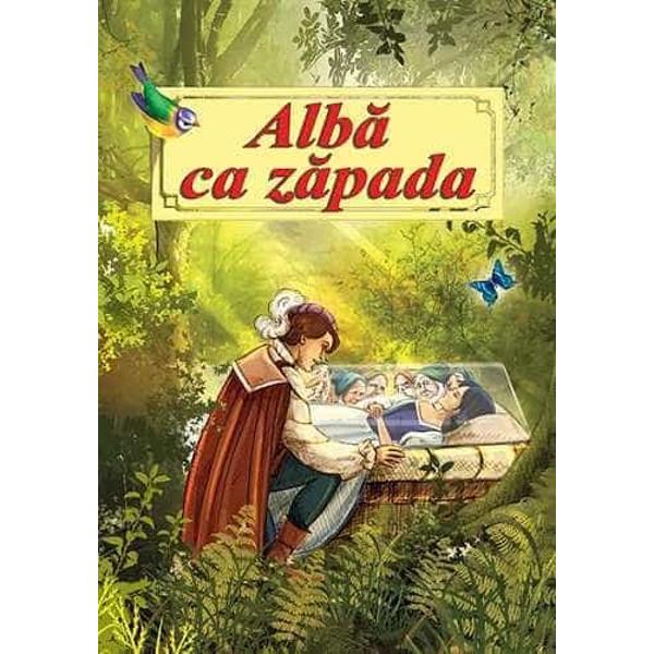 Alba ca zapada-Poveste ilustrataAlba ca zapada repovestita dupa Fratii Grimm este o carte potrivita pentru copiii de gradinita si cei din clasele mici care abia au invatat sa citeasca Ilustratiile colorate stimuleaza creativitatea copiilor care pot vizualiza mai usor firul povestiiTextul cartii are un format mare si este structurat pe paragrafe carora le corespund ilustratii specifice 