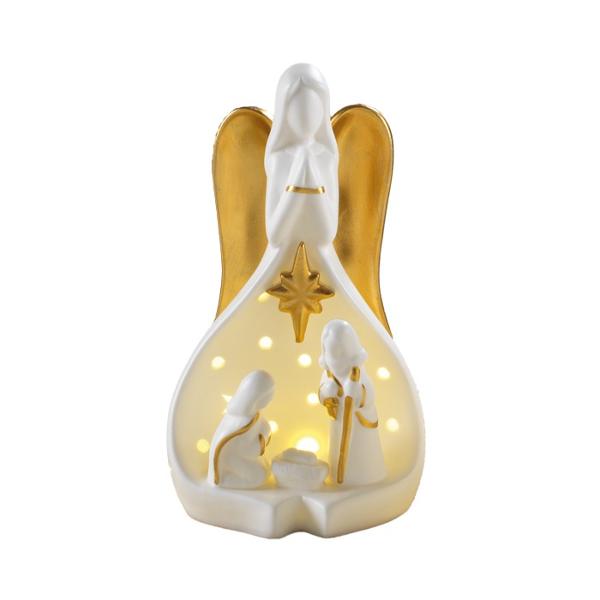 Adaug&259; un plus de rafinament &537;i spiritualitate decorului t&259;u de s&259;rb&259;tori cu aceast&259; figurin&259; elegant&259; reprezentând Sfânta Familie semnat&259; Mascagni CasaRealizat&259; din por&539;elan cu detalii atent 