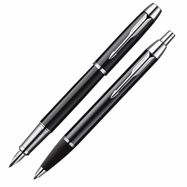 Set Stilou si Pix Parker IM Standard Black CTcu rezerva stilou si mina pix Parker montata rezerva mina pix Quink Flow Albastruin Cutie si Punga Parker