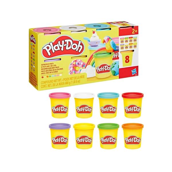 Pachetul Play-Doh cu 8 bucati este excelent pentru o multime de activitati creative diferite pentru copiii de la 2 ani in sus Copiii isi pot stimula imaginatia si simturile cu ajutorul a 8 culori fiecare in cutii de 85 de grame Alegeti aceste culori pentru jucarii senzoriale tactile materiale pentru artizanat sau o reumplere pentru seturile lor de joaca Play-Doh preferate vandute separat