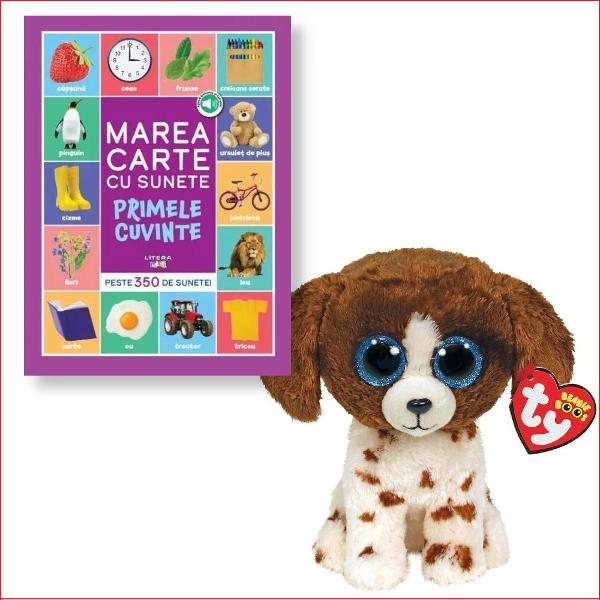 Un set adorabil pentru micii curio&537;i Con&539;ine cartea bestseller „Bebe înva&539;&259; Marea carte cu sunete” care stimuleaz&259; descoperirea &537;i înv&259;&539;area prin joac&259; &537;i catelusul maro cu alb TY moale &537;i dr&259;g&259;la&537; – perfect pentru îmbr&259;&539;i&537;&259;rip data-start362 