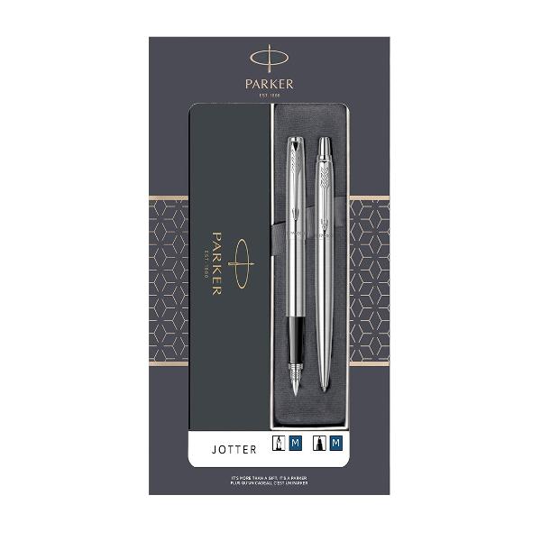 Set cu Pix si Stilou Parker Jotter metal SS-CT