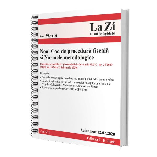 Normele metodologice de aplicare a Codului de procedur&259; fiscal&259; constau în Ordine ale Ministerului Finan&539;elor Publice Agen&539;iei Na&539;ionale de Administrare Fiscal&259; &537;i ale altor autorit&259;&539;i cu abilit&259;&539;i în domeniu ce au ca atribu&539;ii elaborarea de acte normative pentru aplicarea unitar&259; a legisla&539;iei fiscale &537;i procesual fiscale pe m&259;sura identific&259;rii situa&539;iilor care necesit&259; 