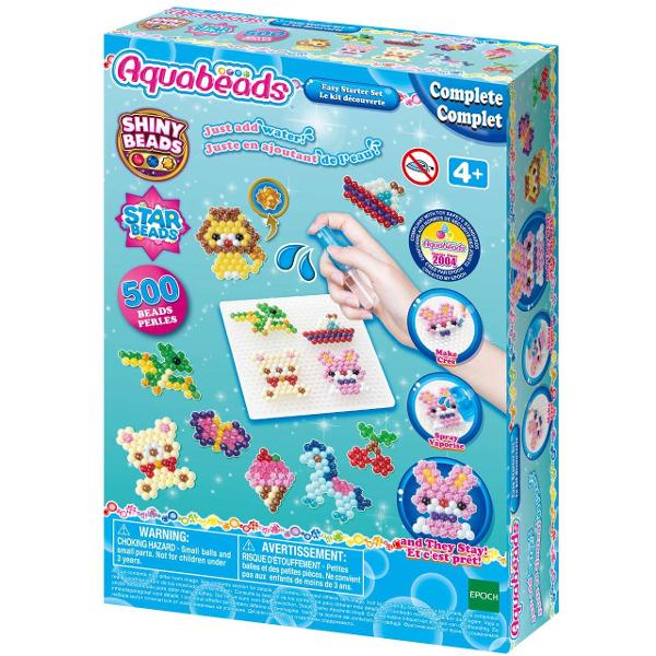 Acesta este setul original de creatie cu margele Aquabeads activate cu ajutorul apei Din 2004 copiii din intreaga lume au creat milioane de modele AquabeadsSetul de Margele Aquabeads - Easy Starter Set este perfect pentru incepatoriAsezati margelele pe tava pentru a va crea modelul dorit Cu ajutorul pulverizatorului pulverizati apa peste margele pentru a se lipi ”magic” impreuna Lasati-le sa se usuce iar modelul este gata Setul 