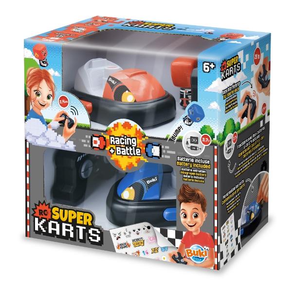 Concurs sau lupt&259; la interior cu dou&259; karturi personalizabileDou&259; moduri de joc- Curs&259; Creeati-va propriul circuit &537;i întreceti-va pentru a fi cel mai rapid- B&259;t&259;lie Love&537;te kartul pentru a-&539;i elimina adversarulTelecomand&259; de 24 GHz Raz&259; de ac&539;iune 25 mInclude 2 karturi 2 &537;oferi 2 telecomenzi cablu USB &537;i 1 foaie cu instruc&539;iuniVarsta 