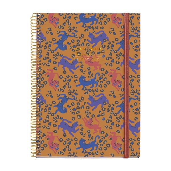 Agenda cu spira Miquelrius Plus 155x213 mm datata saptamanal Leopard Natura Natura MR34536
